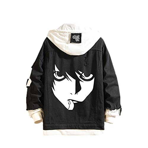 Famesale Unisex Death Note Hoodie Jacke Cosplay L·Lawliet Yagami Light Jeansjacke Anime Casual Sweatshirt Kostüm von Famesale