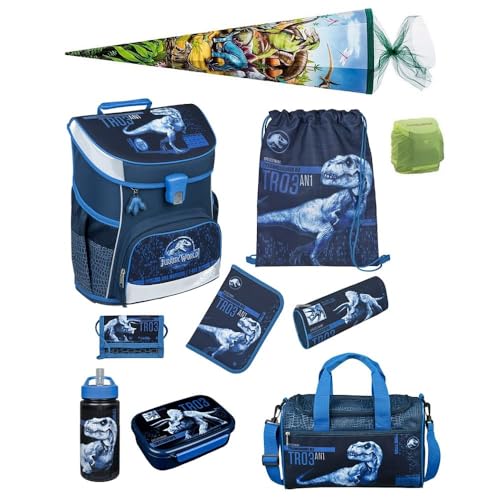 Familando Jurassic World Schulranzen für Jungen · Scooli Campus Fit Schultasche · ergonomisch & leicht · Kinder Schulranzen 1. Klasse mit Schultüte von Familando