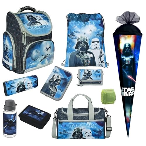 Familando Schulranzen 1. Klasse für Jungen und Mädchen · ergonomisch & leicht · Star Wars Classic Schultasche im Set (10-teilig mit Schultüte) von Familando