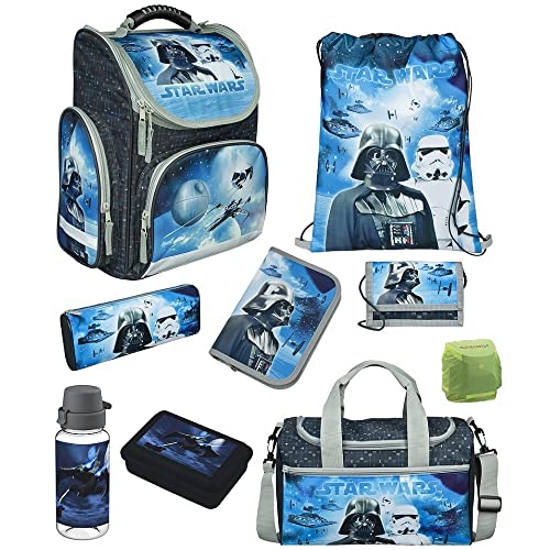 Schulranzen 1. Klasse für Jungen und Mädchen · ergonomisch & leicht · Star Wars Classic Schultasche im Set (9-teilig mit Sporttasche) von Familando