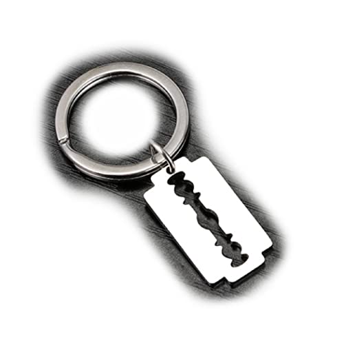 Rasierklinge (unscharf) Scherzartikel Schlüsselanhänger Metall 2,5cm | Geschenk | Männer | Herren | Kinder | Jungen | Bad | Rasur | Rasierer | Klinge von Familienkalender