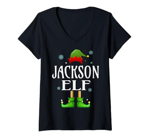 Damen Jackson Elf Xmas Funny Herren Familie Matching Christmas T-Shirt mit V-Ausschnitt Damen Jackson Elf Xmas Funny Herren Familie Matching Christmas T-Shirt mit V-Ausschnitt von Family Holiday Matching Christmas Elf Gifts.