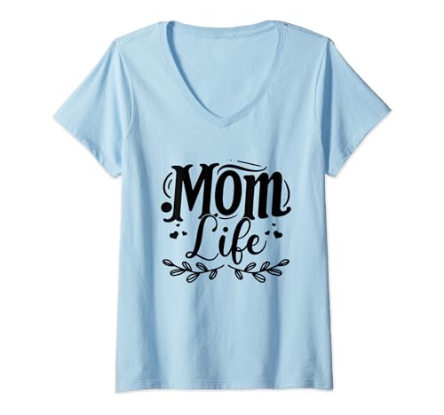 Damen Mama Life Sohn Tochter Muttertag Mutter Familie T-Shirt mit V-Ausschnitt von Family Son Daughter Gift For A Mom