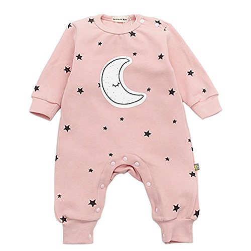 Bebone Baby Strampler Jungen Mädchen Overall Stern und Mond Babykleidung (0-3 Monate/66, Rosa) von Famuka