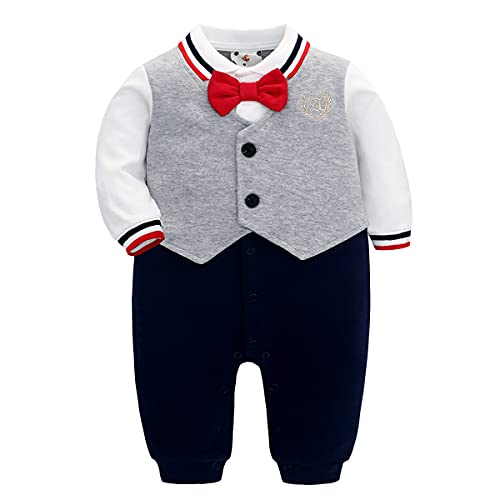 Famuka Baby Anzug Strampler Taufe Hochzeit Babykleidung Outfit Babyoverall (24 Monate, Grau) von Famuka