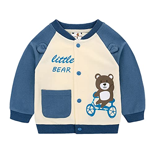 Famuka Baby Jacke Baby Jungen Mädchen Übergangsjacke Frühling Herbst Kinder Jäckchen (Blau, 90, 18 Monate) von Famuka