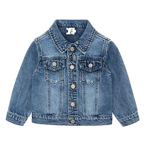 Famuka Baby Jeansjacke Jungen Mädchen Jacke Denim Kleinkinder Übergangsjacke (Blau, 3T) von Famuka