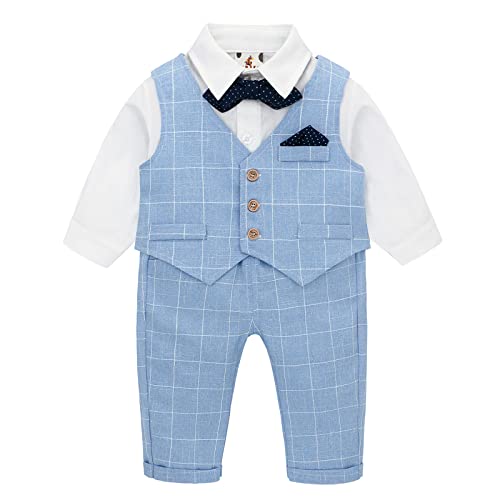 Famuka baby Jungen Anzüge Sakkos Kinder Smoking Bekleidungsset (Blau 2, 120) von Famuka