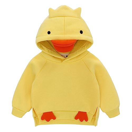 Famuka Baby Kapuzenpullover Kleinkinder Hoodie Jungen Mädchen Tiermotive Sweatshirt Pullover Frosch Hase Ente (Gelb, 12M) von Famuka