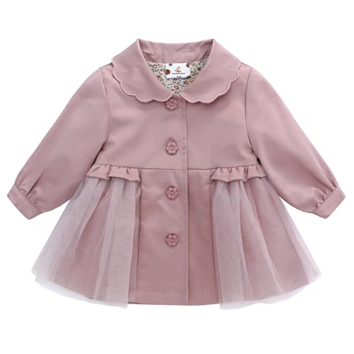 Famuka Baby Mädchen Jacke Kleinkinder Jäckchen Übergangsjacke Trechcoat Cardigan Babykleidung (Rosa, 18M) von Famuka