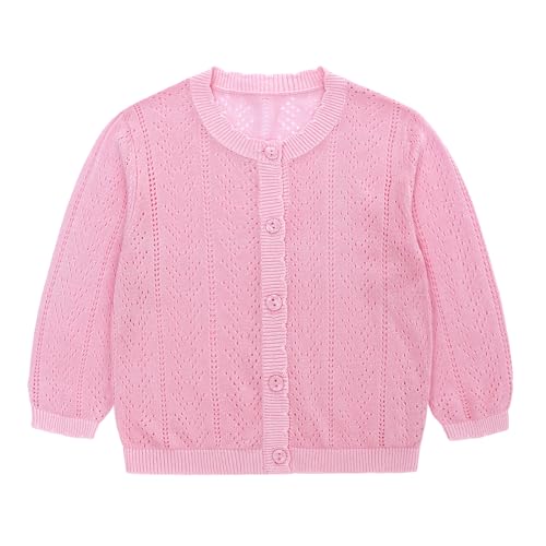 Famuka Baby Mädchen Strickjacke Cardigan Kleinkinder Übergangsjacke Baby Sommer Pullover (Rosa, 24M) von Famuka