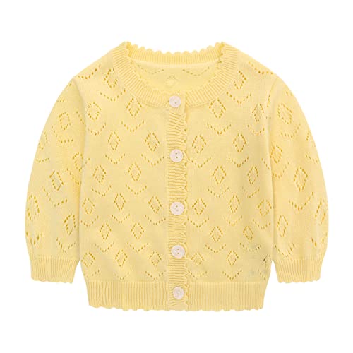 Famuka Baby Mädchen Strickjacke Cardigan Übergangsjacke Pullover Sommer Babykleidung (Gelb,24M von Famuka