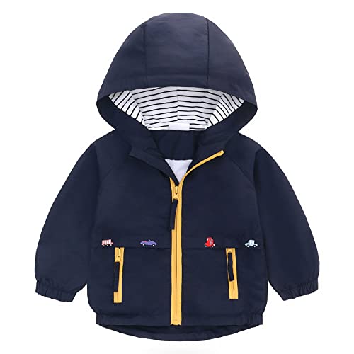 Famuka Kinder Jacke Baby Junge Übergangsjacke Kleinkinder Sommerjacke mit Kapuze (Marineblau, 24M) von Famuka