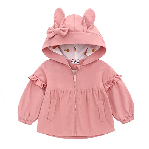 Famuka Kinder Jacke Baby Mädchen Übergangsjacke Kleinkinder Sommerjacke mit Kapuze (Rosa, 9M) von Famuka