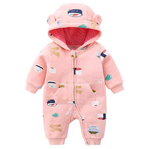 Famuka Baby Strampler Jungen Mädchen Herbst Winter Overall Spielanzug (Rosa, 3-6 Monate) von Famuka