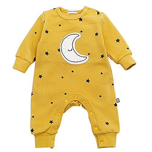 famuka Baby Strampler Jungen Mädchen Overall Stern und Mond Babykleidung (3-6 Monate, 73, Gelb) von Famuka
