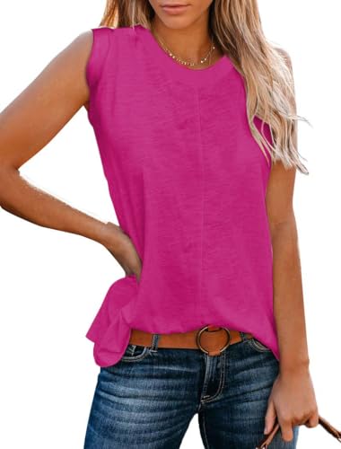 Famulily Blusentops Damen äRmellos Elegant Longshirt Damen LäSsig für Leggings äRmellos Neon Pink S von Famulily