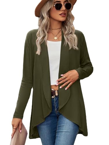 Famulily Damen Cardigans Leichte Loungewear Cardigans Offene Front Pullover Cardigan Outwear Mantel Armee Grün XXL von Famulily