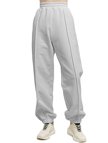 Famulily Damen gerades Bein Fleece gefüttert Sweatpants Winter Trainingsanzug Hose Fleece Hose Grau XXL von Famulily