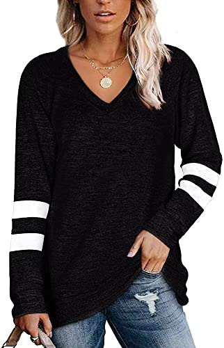 Famulily Gestreifter Pullover für Damen UK Baggy Langarm Pullover Sweater Tops S-XXL, Schwarz , 38 von Famulily