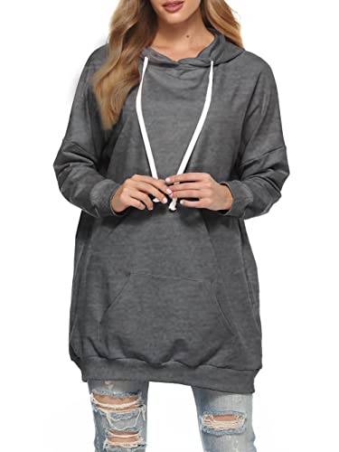 Famulily Hoody Sweatshirt Frauen Sweatkleid Langarm Hoodie mit Kapuze Baumwolle Hellgrau M von Famulily