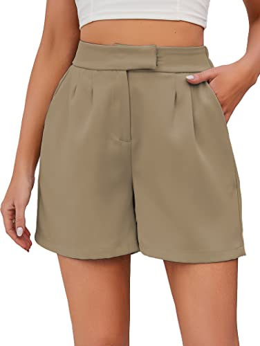 Famulily Womens Bussiness Büro Kurze Hosen Bequeme Weiche Stilvolle High Waisted Wide Leg Shorts Khaki S von Famulily