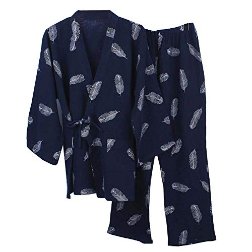 Fancy Pumpkin Japanischer Herren Bademantel Kimono Pyjama Nachthemd D¨¹nn [Navy, Gr??e XL] von Fancy Pumpkin