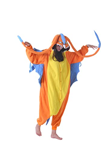 Onesie Jumpsuit Tier Unisex Damen Herren Pyjama Fasching Erwachsene Halloween Cosplay Erwachsene Karneval Einteiler Schlafanzug,Avatar Drache von Fandecie