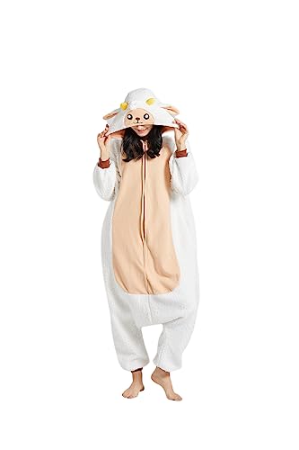 Pyjamas Onesies Cosplay Erwachsene Unisex Damen Herren Tier Pyjama Fasching Halloween Schlafanzug Karneval Einteiler,Schaf von Fandecie