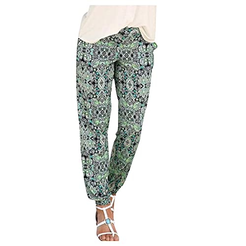 Fannyfuny Haremshose Damen Sommer Damen Pant Lange Schlupfhose Boho Strandhose Leicht Freizeithose Loose Sommerhose Frauen Hose mit Taschen Straight Bein Hose Sommerhose Stoffhose Jogginghose Yogahose von Fannyfuny