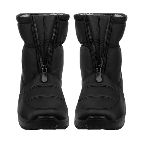 Fannyfuny Lammfell Stiefel Damen, Bequem Stiefeletten Winter Damenstiefeln Rutschfest Trekkingschuhe Kurzschaft Schuhe Leicht Schlupfstiefel Waterproof Boots Rutschfeste Winterschuhe Stiefel von Fannyfuny