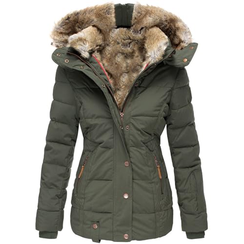 Fannyfuny Winterjacke Damen Warm, mit Teddyfell Elegant Lang Steppmantel Gefüttert Winddicht Schwarz Winterparka 3 In 1 Steppmantel Abnehmbarer Fellkapuze Wintermantel Parka Jacke Herbst Mantel von Fannyfuny