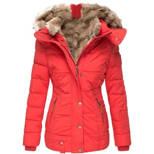 Fannyfuny Winterjacke Damen Warm, mit Teddyfell Elegant Lang Steppmantel Gefüttert Winddicht Schwarz Winterparka 3 In 1 Steppmantel Abnehmbarer Fellkapuze Wintermantel Parka Jacke Herbst Mantel von Fannyfuny