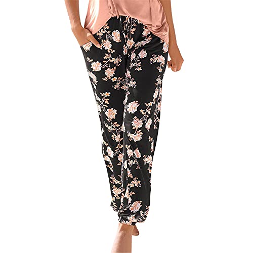 Hosen Damen Locker Damen Pant Lange Haremshose Schlupfhose Boho Strandhose Leicht Freizeithose Loose Sommerhose Frauen Hose mit Taschen Straight Bein Hose Sommerhose Stoffhose Jogginghose Yogahose von Fannyfuny