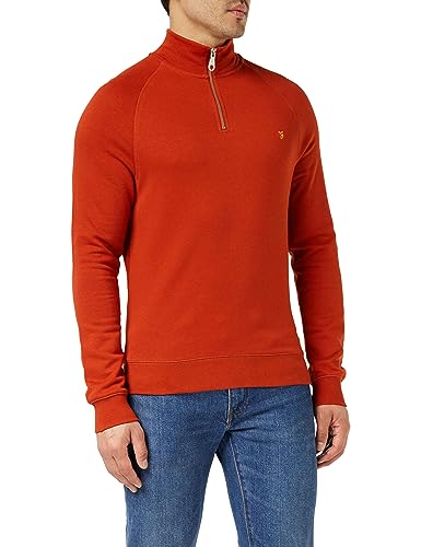 Farah Herren Jim 1/4 Zip Sweatshirt, Purpurrot, S von Farah