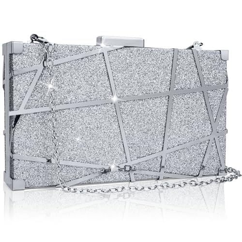 Farcauo Handtasche Damen Abendtasche Silber Damen Clutch Kleine Umhängetasche Stylische Crossbody-Tasche mit Kette Glitzernde Abendtasche für Partys und Cocktailpartys und Abschlussbälle Farcauo Handtasche Damen Abendtasche Silber Damen Clutch Kleine Umhängetasche Stylische Crossbody-Tasche mit Kette Glitzernde Abendtasche für Partys und Cocktailpartys und Abschlussbälle von Farcauo