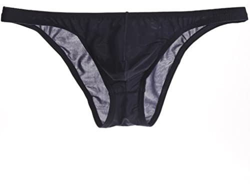 Faringoto Herren Eisseide Transparent Unterwäsche niedrige Taille schmaler Rand, Grau / Blau, XL von Faringoto