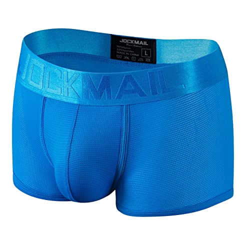 Faringoto Herren Sexy Unterwäsche Boxershorts Eisseide Atmungsaktiv Mesh Schnell Trocknend Sport Shorts, blau, L von Faringoto