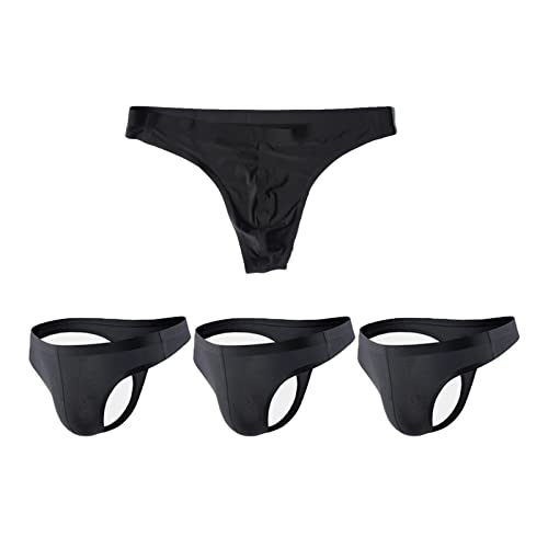 Faringoto Herren Sexy Unterwäsche Eisseide Tanga Niedrige Taille Nahtlose Bikini Slip, 4black, S von Faringoto