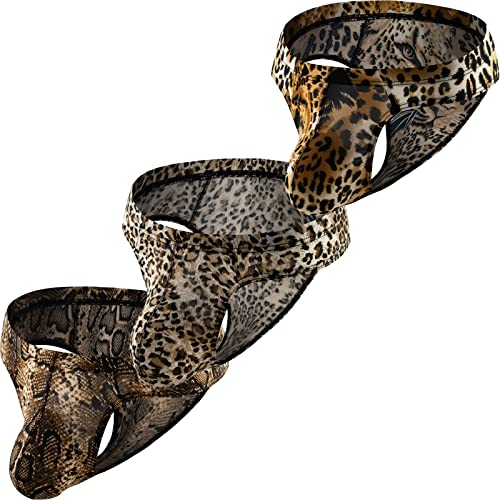 Faringoto Herren-Slip, sexy Bikini, niedrige Taille, Leopardenmuster, Schlangenaufdruck, 2 Leopard + Schlange 02, M von Faringoto