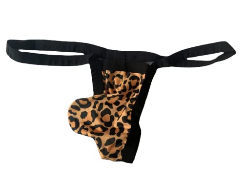 Faringoto Herren Unterhose Milch Seide Leopard Tanga Low Waist Butt T Pants Panty Dessous G-String, leopardenmuster, XL von Faringoto