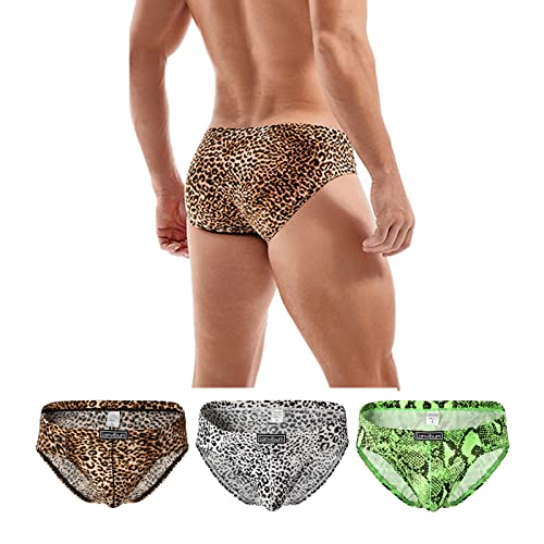 Faringoto Herren Unterwäsche Low Rise Sexy Slip Leopard Print Gradient Shorts, Y+W+G, Medium von Faringoto