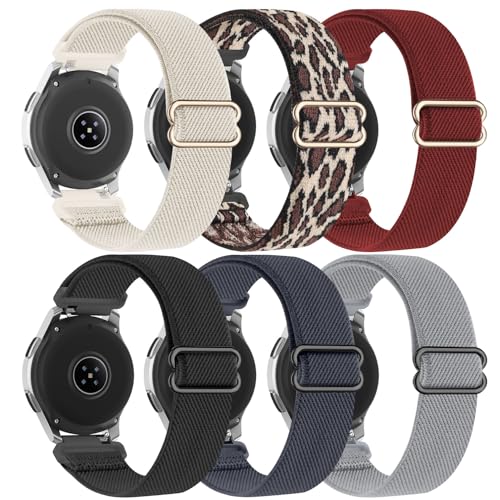 Farluya Uhrenarmbänder, kompatibel mit Samsung Galaxy Watch 3 45 mm/Galaxy Watch 46 mm/Gear S3 Frontier, 22 mm weiches, dehnbares Nylon, verstellbare Armbänder für Damen und Herren, 6 Stück von Farluya