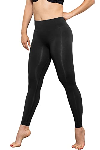 FarmaCell Sportleggins Damen Lang 609YM – Gym Leggings Damen schlankmachend und figurformend, Shape Leggings Anti-Cellulite, Kompressionsleggins modellierend, Yogahose Damen Shaper(Schwarz, XXL) von FarmaCell