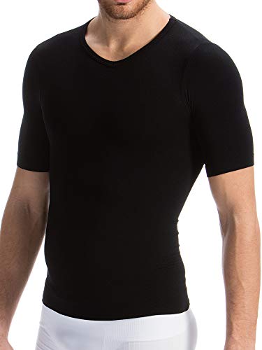 FarmaCell Man 419B (Schwarz, L) Herren-Kurzarm-T-Shirt figurformend und stützend mit leichten erfrischendem Breeze Garn von FarmaCell