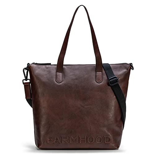 FARMHOOD Memphis Leder Schultertasche | XL Umhängetasche abnehm- & längenverstellbarem Riemen |32cm große Handtasche mit Handyfach und Steckfach innen von FARMHOOD