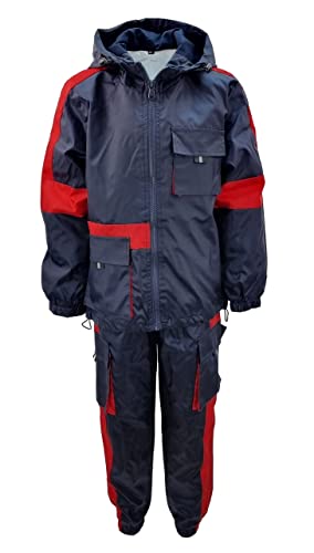 Fashion Boy Kinder Matschanzug Regenanzug Windjacke Regenkombination, in Blau/Rot, Gr. 110/116, JF675.6 von Fashion Boy