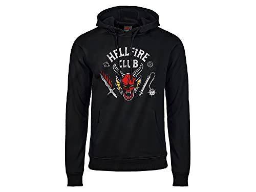 Fashion UK Stranger Things Hellfire Club Logo Sweatshirt Schwarz mit Kapuze Unisex Erwachsene Junge, Schwarz , L von Fashion UK