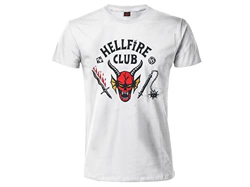 Fashion UK Stranger Things Hellfire Club Logo Weiß Unisex, Weiß, L von Fashion UK