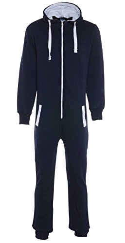 Fashion Kinder Jungen Mädchen Unisex Plain Strampler mit Kapuze In einem Jumpsuit Größen 7-14 Jahre Black & grau (7-8, Marine) von Fashion Oasis